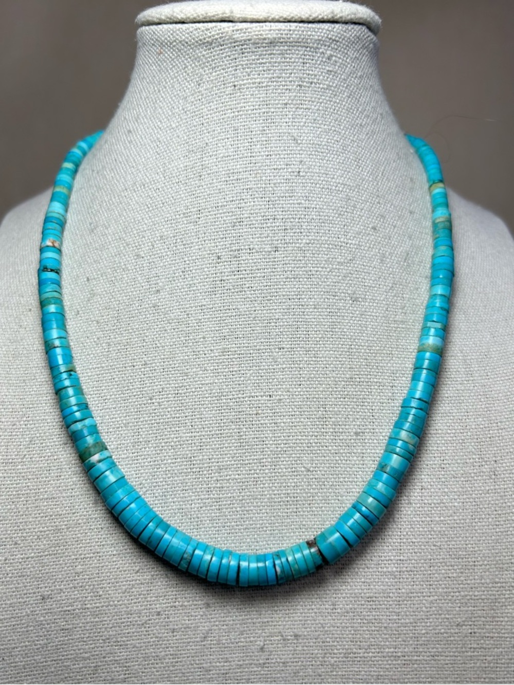 Turquoise Heishi Bead Graduated Necklace Native Blue